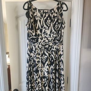 NWOT black and beige dress with sash at waist